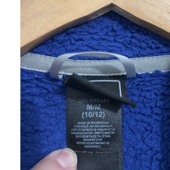 The North Face Girl's Full Zip Collared Blue Sherpa Jacket Medium - Picture 7 of 9